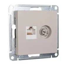 Розетка 2-ая TV  компьютерная RJ45, кат. 5Е SE Atlasdesign Песочный