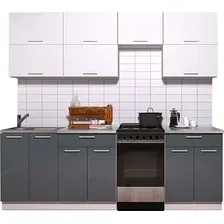 Готовая кухня Интерлиния Мила Gloss 50-23 (белый/асфальт глянец)