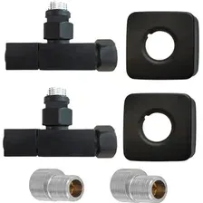 Вентиль Ростела KV Угловой перекрывной 3/4"х1/2" г/ш 855SCH0504Ral90005 (черный)