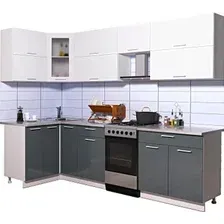 Готовая кухня Интерлиния Мила Gloss 50-12x27 (белый/асфальт глянец)