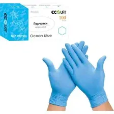Нитриловые перчатки Ecolat Нитриловые Ocean blue (L, 100 шт, голубой)