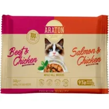 Araton Набор паучей для кошек (Говядина, лосось, курица) 85 г х 4 шт