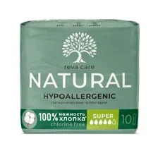 Гигиенические прокладки REVA CARE Natural Super, 10 шт