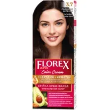 Крем-краска для волос Florex Super Кератин тон 3.7 двойное экспрессо