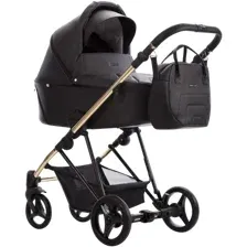 Универсальная коляска BEBETTO Yoddi Premium Class 2в1 PC (02, черная кожа/рама золото)