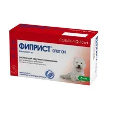 ФИПРИСТ Спот Он Капли от блох и клещей для собак весом 2-10 кг, 3 пипетки.