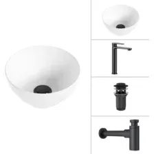 Умывальник Lauter 21601E + Moon 21СК8691BS + сифон 21635B + дон.клапан 21190B (черный матовый)