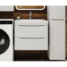 Symbolite Тумба под умывальник Бергамо мини 60 Люкс Plus 2 ящика + Каре Люкс Мини 60х35 (подвесная, белый)