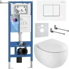 Унитаз подвесной Roxen EGG в комплекте с инсталляцией StounFix Dual Fresh 6 в 1 868635 (кнопка: браш