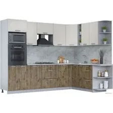 Готовая кухня Интерлиния Мила Лайт 1.88x2.8 правая (персидский жемчуг/дуб веллингтон/серый каспий)