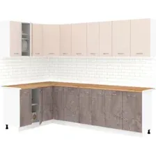 Готовая кухня Кортекс-мебель Корнелия Лира 1.5x2.7 (капучино/оникс/дуб бунратти)