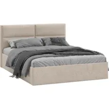 Кровать Трия Глосс универсальная с ПМ Тип 1 140x200 (микровелюр Wellmart Dark Beige)