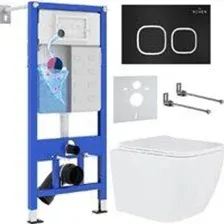 Унитаз подвесной Roxen Cube One Rimless 6 в 1 StounFix Dual Fresh 543879 (кнопка: черный матовый)