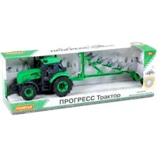 Трактор Полесье Прогресс с плугом 91307 (зеленый)
