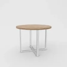 Кухонный стол Hype Mebel Раунд раздвижной 80x80 (белый/дуб галифакс натуральный)