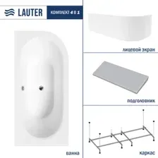Ванна Lauter Bliss 170 L 21201071L (с каркасом, серым подголовником, белым лиц.экраном)