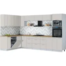 Готовая кухня Интерлиния Мила Gloss 1.896х3.38-2 (кашемир/кашемир/дуб бунратти)