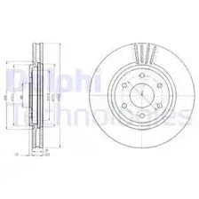 Тормозной диск DELPHI BG4205 вентилируемый , передняя ось