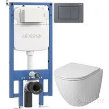 Унитаз подвесной Grossman GR-4455SQ + 900.K42.01.000 + Classic 700.K45.04.42M.42M (графит сатиновый)