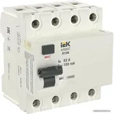 Дифференциальный автомат IEK 4P 63А 100мА тип AC AR-R10N-4-063C100