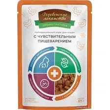 Лакомство для кошек Деревенские лакомства Корм с курицей в соусе 85 г