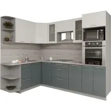 Готовая кухня Интерлиния Мила Gloss 1.68x2.6 левая (белый-асфальт)