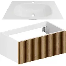 ЗОВ Тумба с умывальником Кито 100 K100LW0MRM  Oliveeka Flow F100W (белый/тростник)