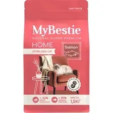 Сухой корм для кошек MyBestie Хоум Стерилизованный с лососем / 4605-15-MBH-CAT (1.5кг)