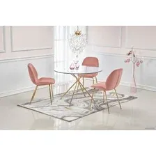 Кухонный стол Halmar Rondo 110x110 (прозрачный/золотой)