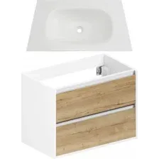 ЗОВ Тумба с умывальником Парма 100 P100LWP0MHMC1A + Oliveeka Flow F100W (белый/галифакс)