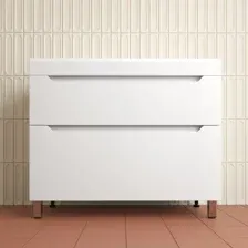 Тумба с умывальником Symbolite Остин 100 Plus 2 ящика + Фортуна 100x45 (белый/серый шелк)