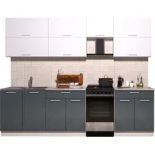 Готовая кухня Интерлиния Мила Gloss 50-27 (белый/асфальт глянец)