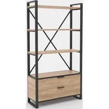 Стеллаж Hype Mebel Стандарт Люкс 50x200 (черный/дуб галифакс натуральный)