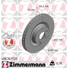 Тормозной диск ZIMMERMANN 400.3671.20 вентилируемый , передняя ось