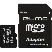 Карта памяти QUMO microSDXC UHS-1 64GB  адаптер (QM64GMICSDXC10U1)