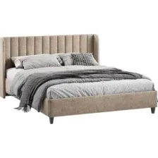 Кровать Трия Шанель с ПМ 1600 Тип 1 (микровелюр Wellmart Dark Beige)