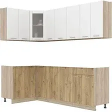 Готовая кухня Интерлиния Мила 12x23 без столешницы (белый платинум/дуб золотой)