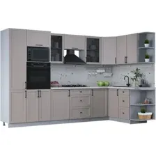 Готовая кухня Интерлиния Тренд 1.68x3.2 ВТ правая (луна/луна/бискайская сосна)