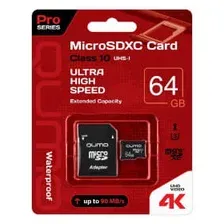 Карта памяти QUMO MicroSDXC 64GB 90/45 МБ/с UHS-I U3, Pro seria 3.0 с адаптером SD,(QM64GMICSDXC10U3)