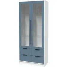 Шкаф-витрина Интерлиния Концепт КТ-ШВ2 Глосс (белый платинум/дуб лазурный)