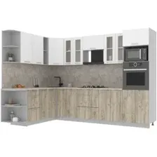 Готовая кухня Интерлиния Мила 1.88x3.0 левая (белый платинум/дуб серый/малага)
