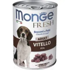 Влажный корм для собак Monge Fresh Chunks In Loaf мясной рулет с телятиной (400г)