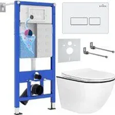Унитаз подвесной Roxen Antares Black в комплекте с инсталляцией StounFix Dual Fresh 6 в 1 964744 (кн