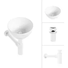 Умывальник Lauter 21601E + клапан 21190W + сифон 21635W (белый матовый)