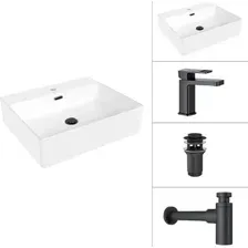 Умывальник Lauter 21478 + Cascade 21СК655BS + сифон 21635B + донный клапан 21190B (черный матовый)