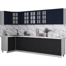 Готовая кухня Интерлиния Мила Деко 1.2x3.1 (черный/индиго/белый гранит)