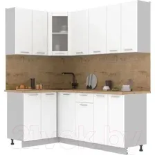 Готовая кухня Интерлиния Мила 12x20 (белый платинум/белый платинум глянец/дуб бунратти)