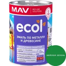 Эмаль ECOL по металлу и древесине (ПФ-115) зеленое яблоко глянцевая 1,0л (0,9 кг)