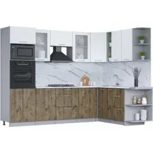 Готовая кухня Интерлиния Мила 1.88x2.8 правая (белый платинум/дуб веллингтон/белый гранит)