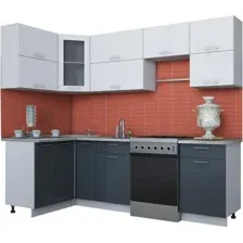 Готовая кухня Интерлиния Мила Gloss 60-12x25 (белый/асфальт глянец)
